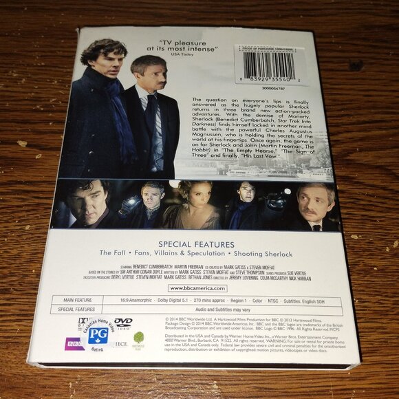 Sherlock The Complete Season Three (2-Disc DVD Box Set, 2014) w/ slip cover - Picture 2 of 6